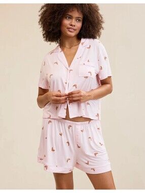 Aerie Real Soft Women’s XXL Soft Pink Comfy Piping Croissant 2-Piece Pj Set